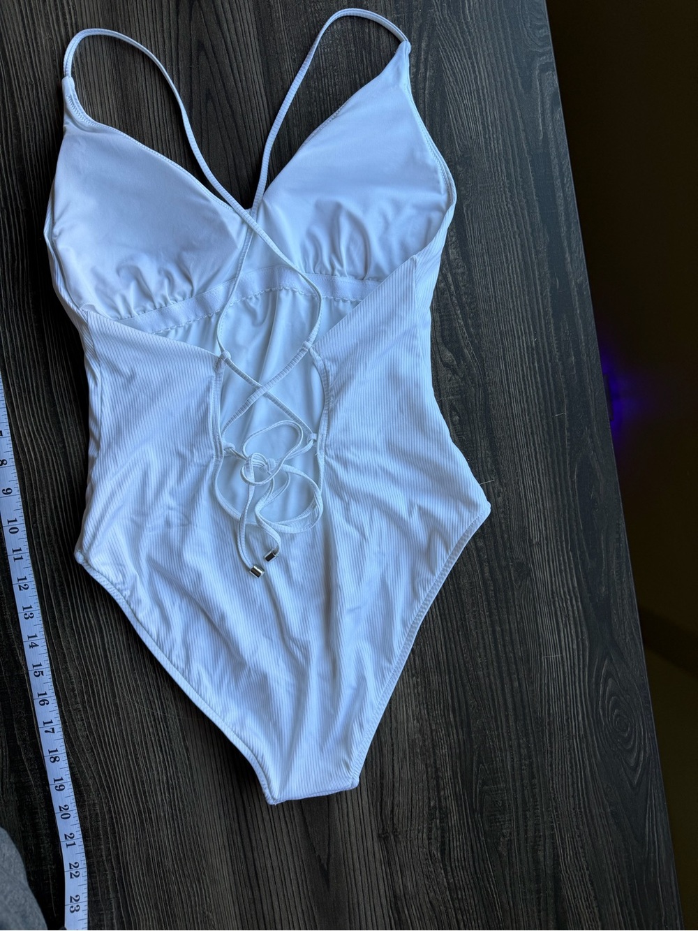 White Lace-Up One-Piece Swimsuit with Adjustable Straps